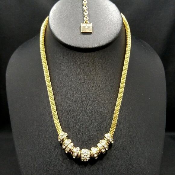 ANNE KLEIN Necklace Gold Tone Metal Mesh Chain, Silver Charms, 19 Inches - Picture 5 of 11